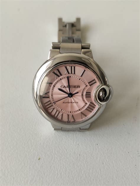 cartier ballon bleu pink dial 33m af cal 076|Cartier watch 33mm.